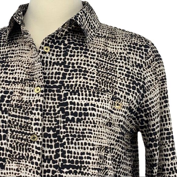 CALVIN KLEIN Snakeskin Button Down Blouse - Picture 4 of 10